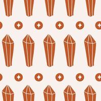Modern minimal hand drawn seamless pattern with magical crystals in terracotta colors. Bohemian vector illustration.