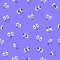 Cute minimal seamless pattern with character faces on a blue background. Trendy funny cartoon design. Vector illustration