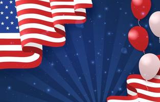 4th of July Background with Waving Flags and Balloons vector