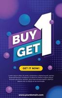 Buy 1 Get 1 Promo Bubble Vivid Color Concept vector