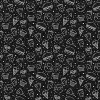 Hand Drawn Seamless Pattern of Junk Food Doodle vector