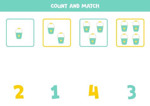 juego de conteo para niños. cuente todos los cubos y haga coincidir con los números. hoja de trabajo para niños. vector
