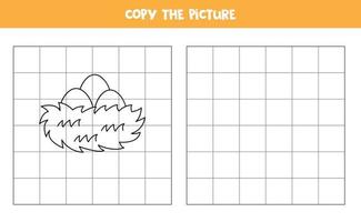 Copy the picture of black and white bird nest. Logical game for kids. vector