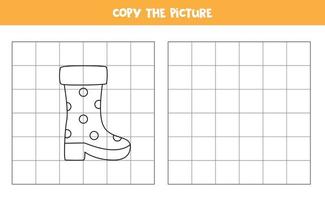 Copy the picture of black and white boot. Logical game for kids. vector