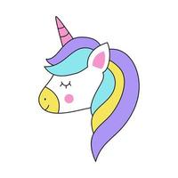 Vector illustration of cute unicorn isolated on white background.