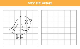 Copy the picture of black and white bird. Logical game for kids. vector