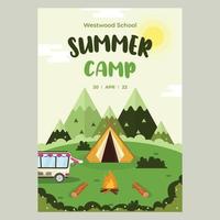cartel lindo festival de campamento de verano vector