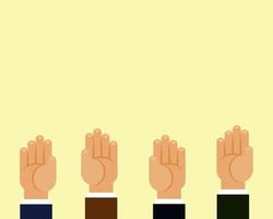 Many raised hands, vote concept. Cartoon vector style for your design