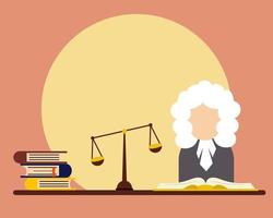 Law Concept. There are many books and Scales of justice in cartoon vector style for your design.