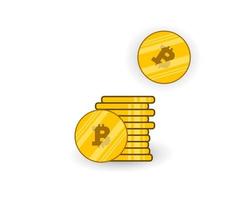 Golden bitcoin coin. Cartoon vector style for your design.