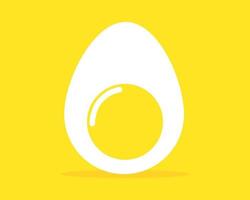 Cute Boiled Egg on yellow background in cartoon vector style for your design