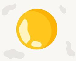 vista superior y primer plano. huevo frito con yema amarilla fresca. lindo vector de dibujos animados para su diseño