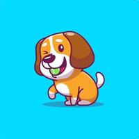 Cute Dog Playing Ball Cartoon Vector Icon Illustration. Animal Wildlife Icon Concept Isolated Premium Vector. Flat Cartoon Style