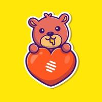 Honey Bear Cartoon Vector Icon Illustration. Animal Love Icon Concept Isolated Premium Vector. Flat Cartoon Style