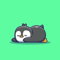 Cute Penguin Sleeping Cartoon Vector Icon Illustration. Animal Love Icon Concept Isolated Premium Vector. Flat Cartoon Style