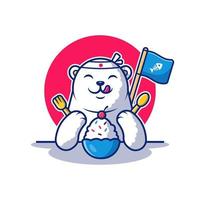 lindo oso polar comer helado dibujos animados vector icono ilustración. concepto de icono de comida y bebida animal vector premium aislado. estilo de dibujos animados plana