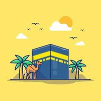 ilustración de icono de vector de dibujos animados de la meca kaaba. edificio religión icono concepto aislado premium vector. estilo de dibujos animados plana