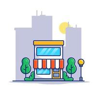 Shop Building Cartoon Vector Icon Illustration. Building Business Icon Concept Isolated Premium Vector. Flat Cartoon Style