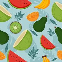 Tropical Fruits Seamless Background vector
