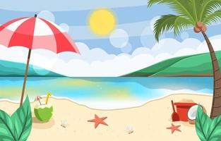 Fresh Sunny Day Beach Scenery vector