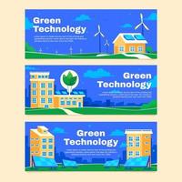 conjunto de banner de tecnología ecológica verde vector