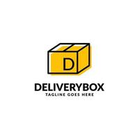 letter D shipping package box vector logo design element