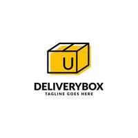 letter U shipping package box vector logo design element