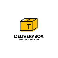 letter T shipping package box vector logo design element