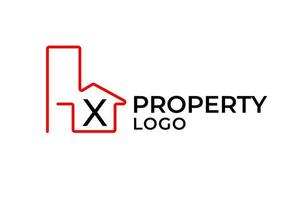 letter X minimalist outline building vector logo design element