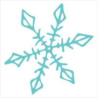 Cute hand drawn snowflake clipart. Vector doodle illustration isolated on white background. Christmas and New Year modern design. For print, web, design, decoration, logo.