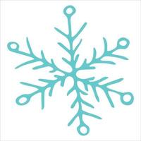 Cute hand drawn snowflake clipart. Vector doodle illustration isolated on white background. Christmas and New Year modern design. For print, web, design, decoration, logo.