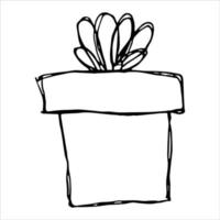 Hand drawn gift illustration isolated on a white background. Birthday present clipart. Holiday doodle. vector
