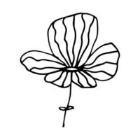 Vector simple flower doodle clipart. Hand drawn floral illustration isolated on white background. For print, web, design, decor, logo.