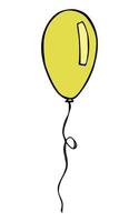 Hand drawn flying balloon illustration isolated on a white background. Birthday party balloon doodle. Holiday clipart. vector