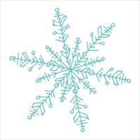 lindo clipart de copo de nieve dibujado a mano. ilustración de fideos vectoriales aislada sobre fondo blanco. navidad y año nuevo diseño moderno. para impresión, web, diseño, decoración, logotipo. vector