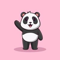 Cute cartoon panda waving hand, vector cartoon illustration, cartoon clipart