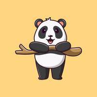 Cute cartoon panda hanging on a branch, vector cartoon illustration, cartoon clipart