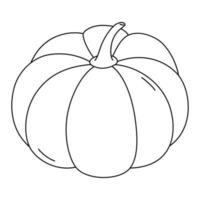 Black and white vector illustration of pumpkin in cartoon style. Image for coloring book. Symbol of Halloween or harvesting