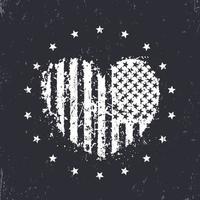 corazón abstracto con bandera americana, signo patriótico, estampado de camisetas, ilustración vectorial vector