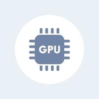 icono gpu, señal vectorial de la unidad de procesamiento de gráficos, icono aislado del conjunto de chips gráficos, ilustración vectorial vector