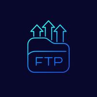 ftp line icon, upload to server vector