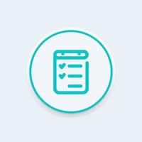 checklist line icon, completed tasks, goals, results, vector illustration