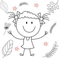 cartoon activity illustration of a smiling child for children's coloring book, and children's book. eps vector image.