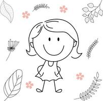 cartoon activity illustration of a smiling child for children's coloring book, and children's book. eps vector image.