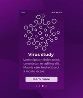 diseño de banner móvil de estudio de virus con icono de línea vector
