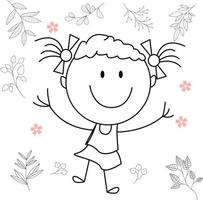 cartoon activity illustration of a smiling child for children's coloring book, and children's book. eps vector image.