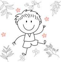 cartoon activity illustration of a smiling child for children's coloring book, and children's book. eps vector image.