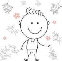 ilustración de actividad de dibujos animados de un niño sonriente para el libro de colorear para niños y el libro para niños. imagen vectorial eps. vector