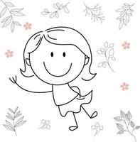 cartoon activity illustration of a smiling child for children's coloring book, and children's book. eps vector image.