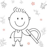 cartoon activity illustration of a smiling child for children's coloring book, and children's book. eps vector image.